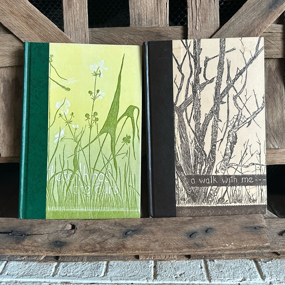 Vintage Gwen Frostic Hardcover Poetry Illustration Block Art Book a walk with me